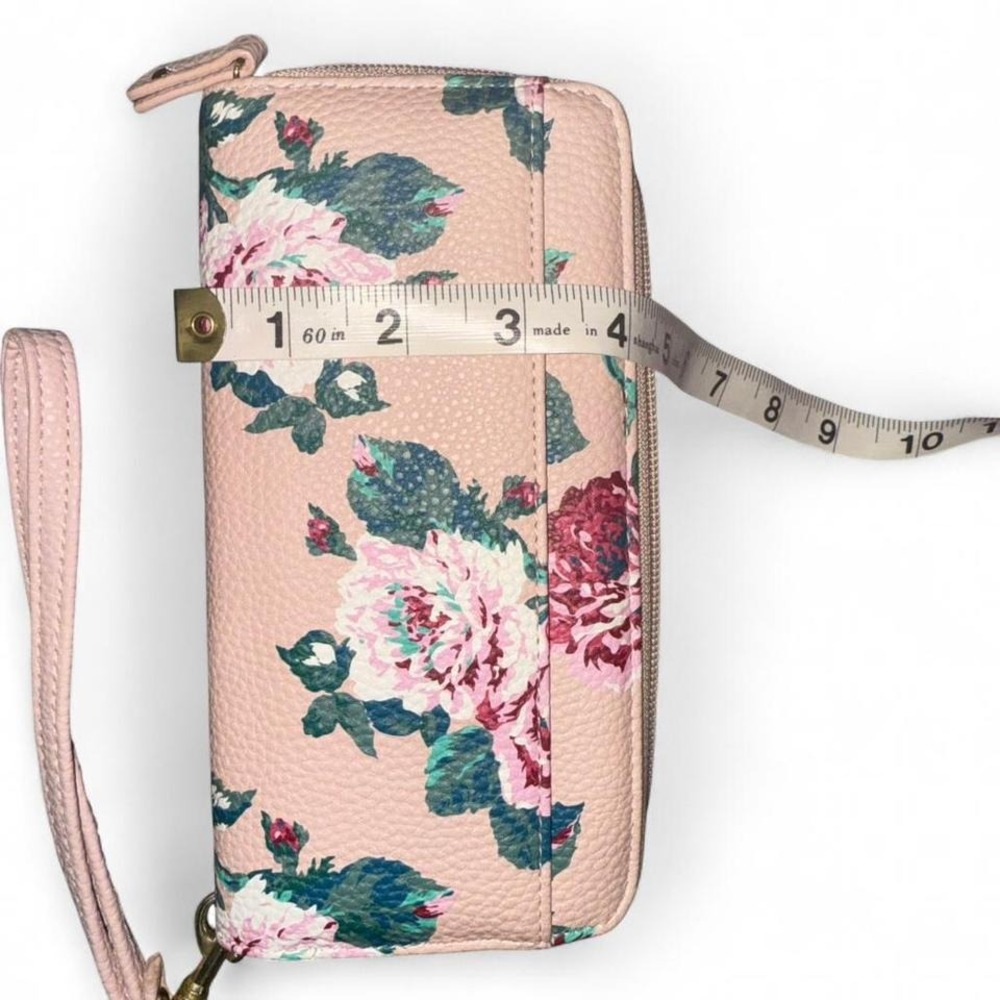 STONE MOUNTAIN PINK FLORAL LEATHER WALLET WRISTLET STRAP NWOT - Picture 4 of 8